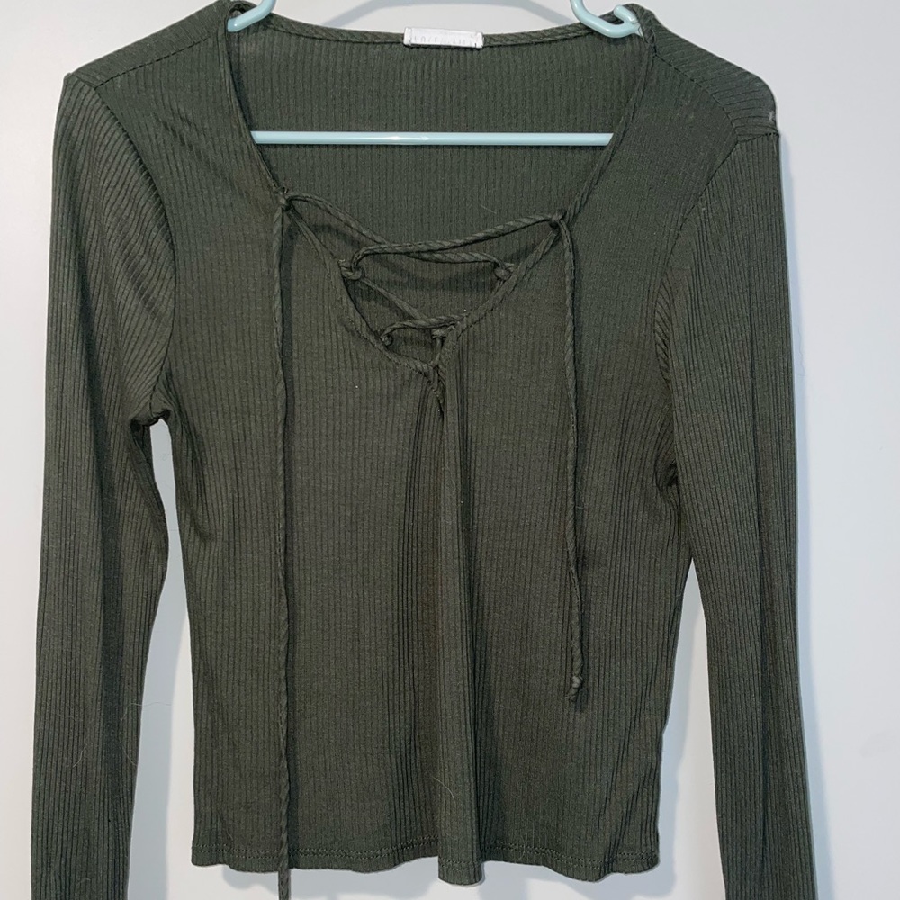 Green crossover crop top